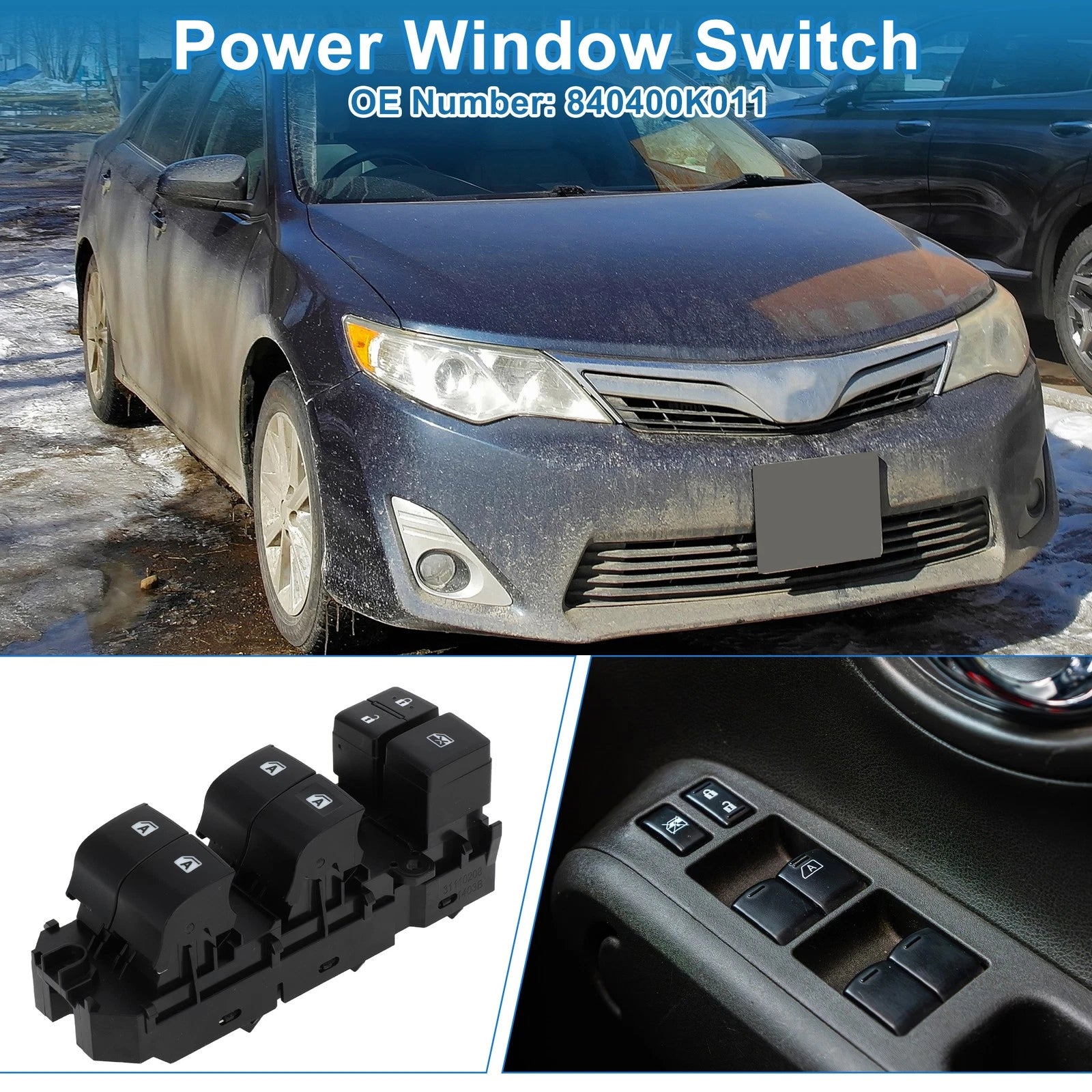 Front Right Power Window Switch for Toyota Camry Avalon (2018–2022) No. 840400K011