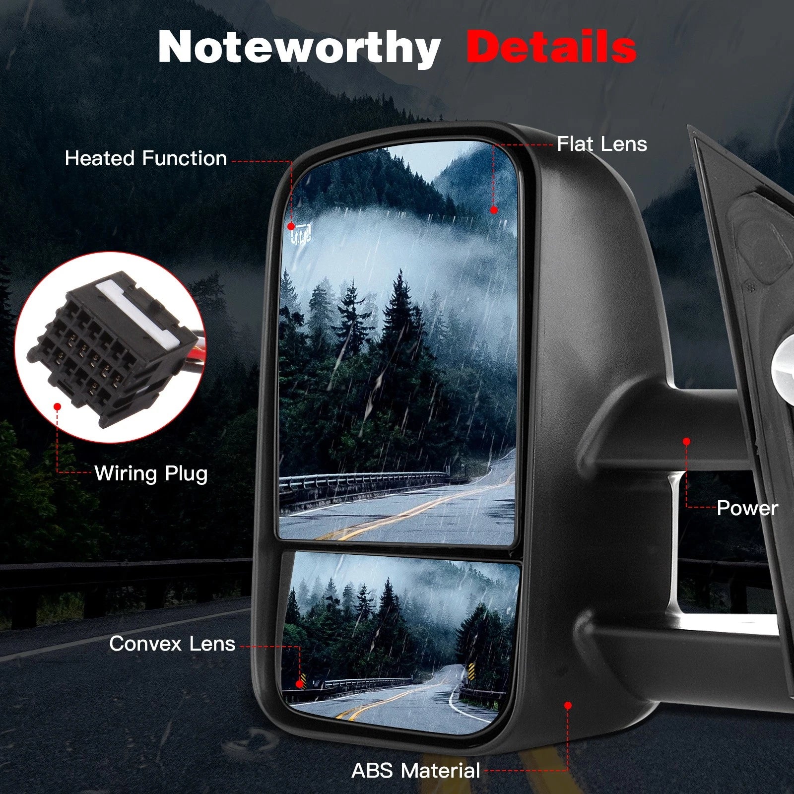 Pair Power Heated Towing Mirrors for Chevrolet Silverado/Sierra (2014–2018)