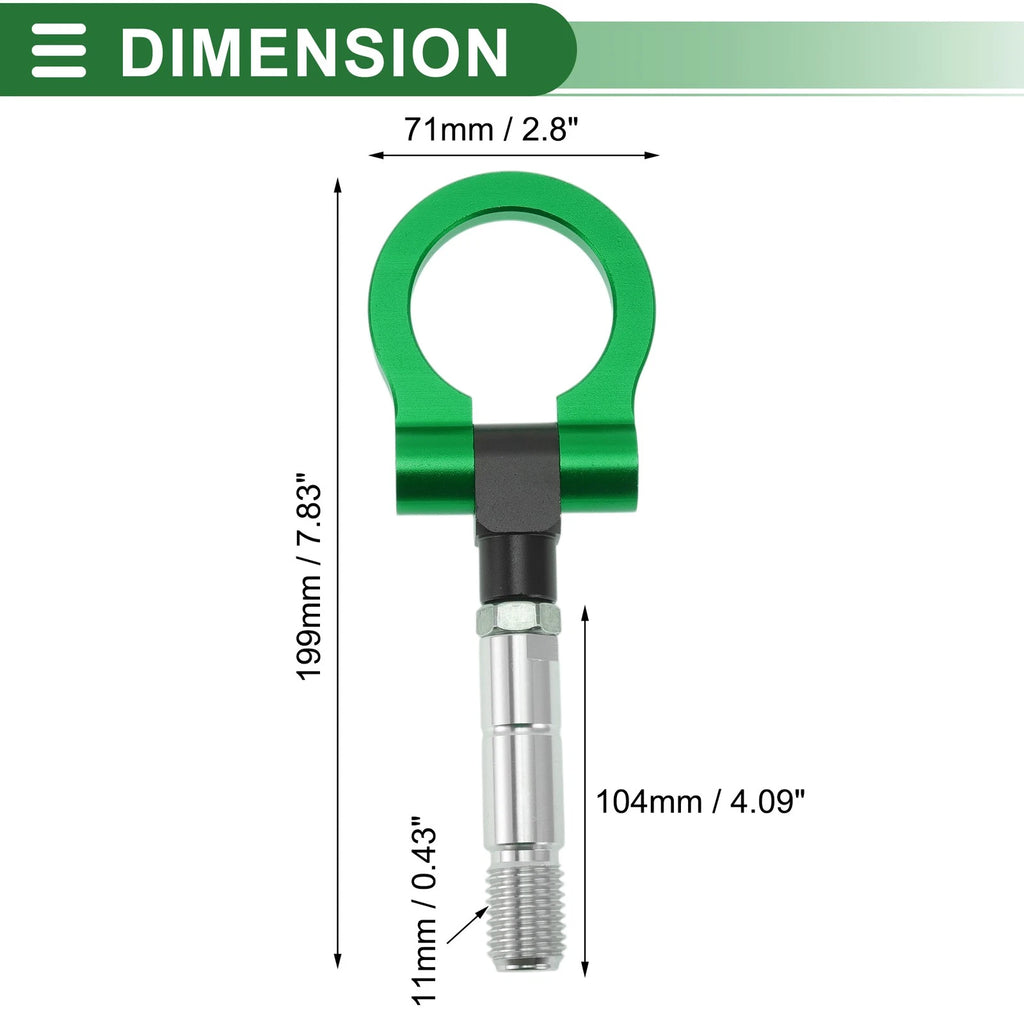 Tow Hook Set for Mazda RX8 (2003–2008) 11mm Aluminum Alloy 104mm Green