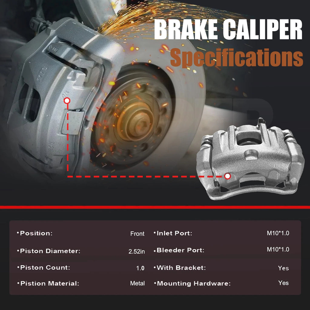 2X Front Brake Caliper with Bracket for Santa Fe (2010–2012) Sorento (2011–2013)