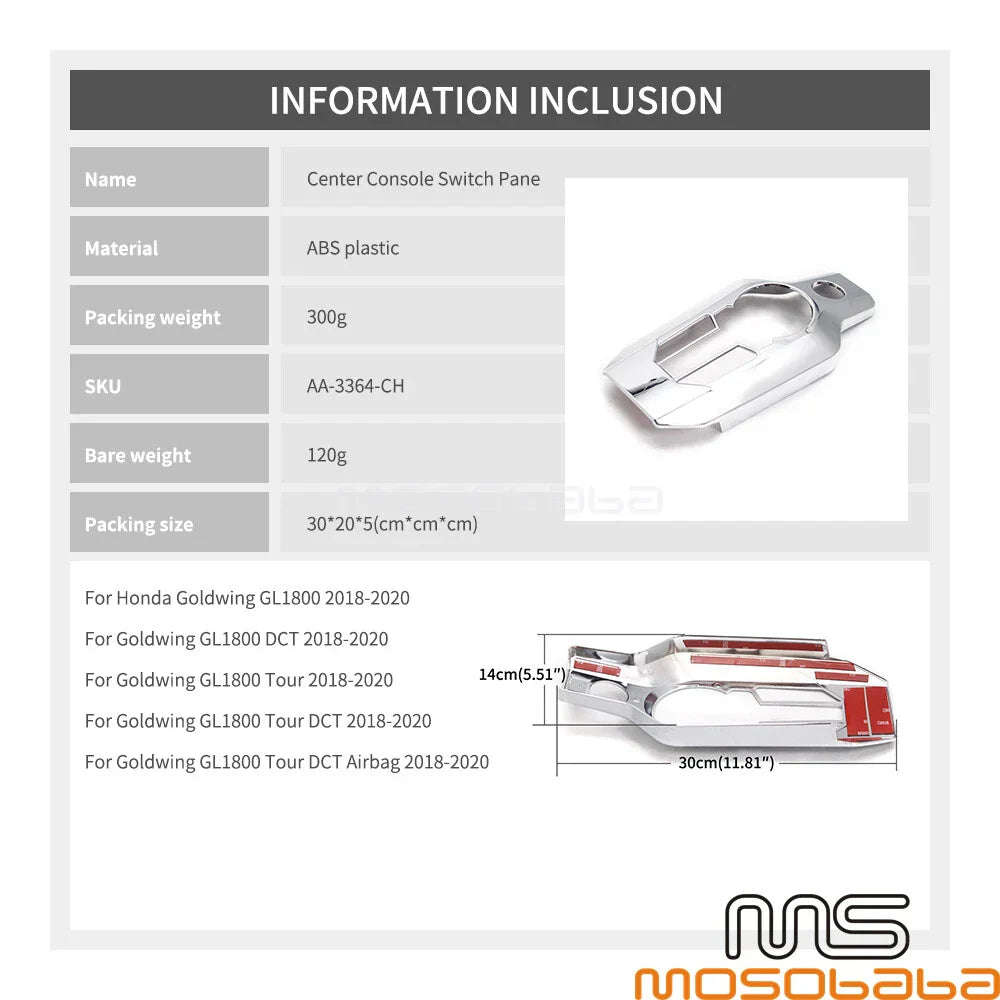 Chrome Switch Panel Cover for Honda Goldwing GL1800 (2018-2020)