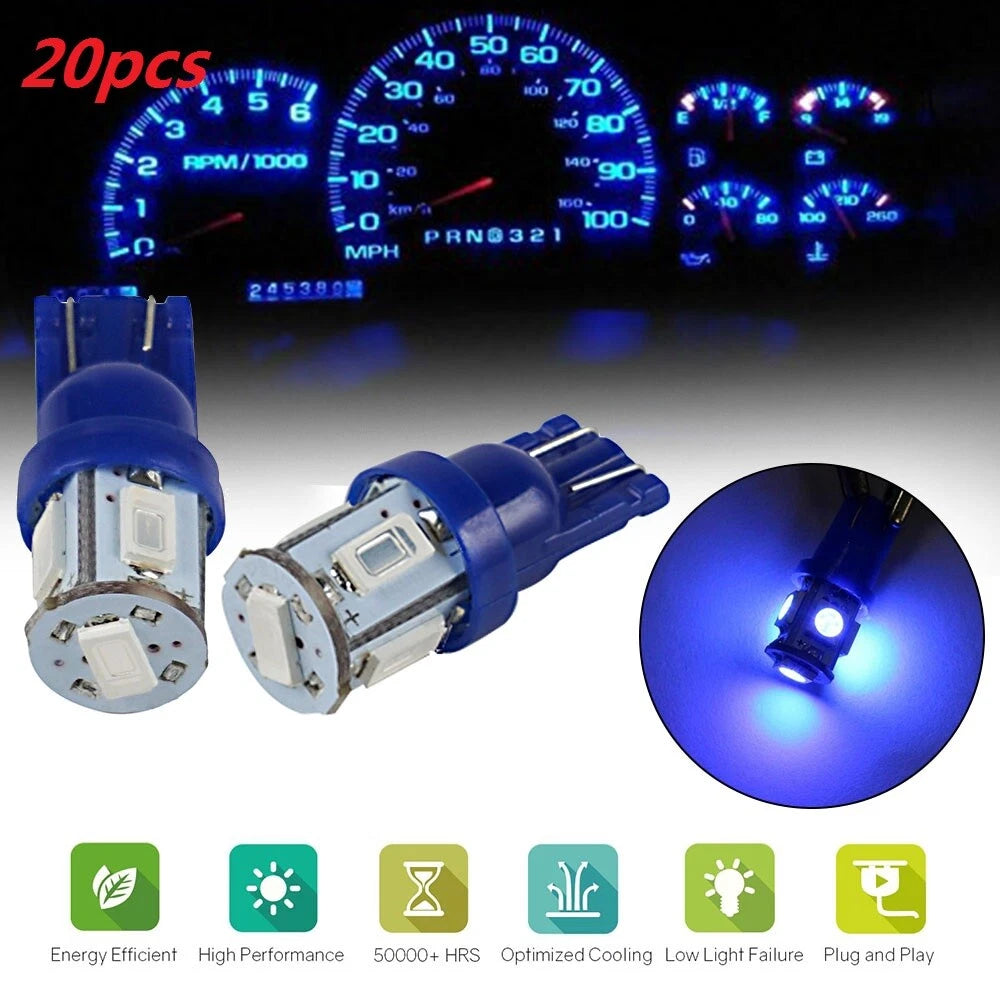 2X T10 168 194 Blue LED Instrument Panel Gauge Light for Dodge Ram