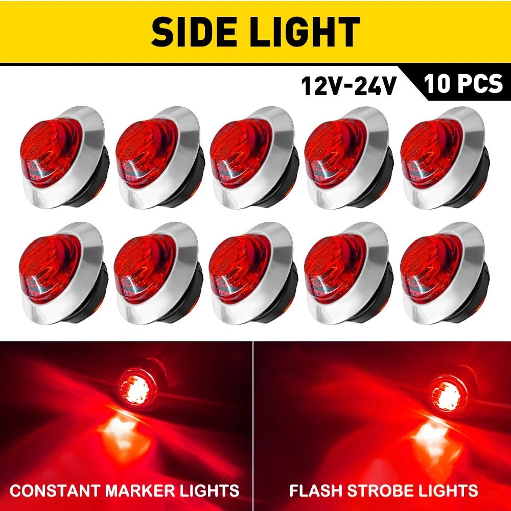 10Pcs 3/4" LED Marker Lights for Truck Trailer (Universal)
