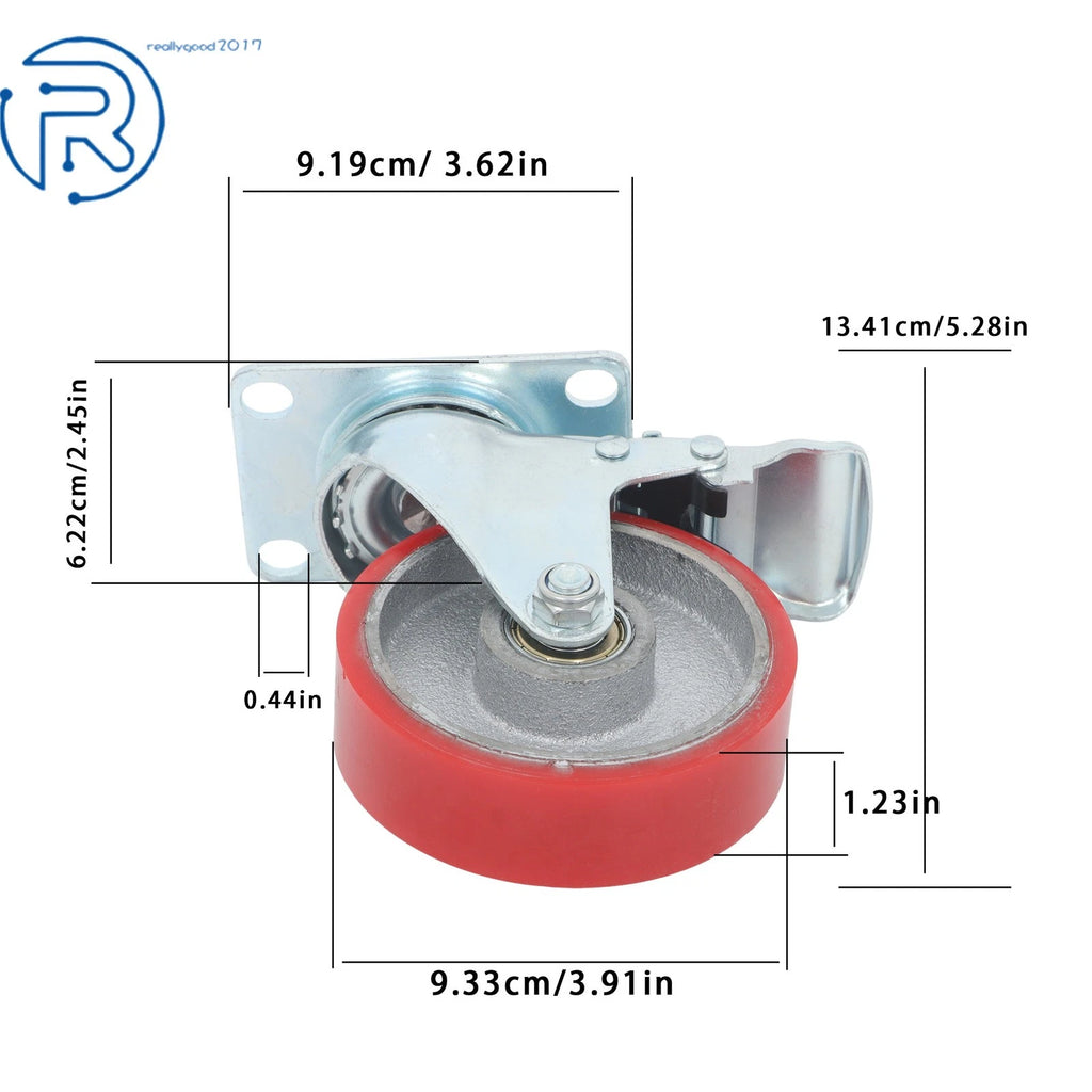 Set of 4 Heavy Duty Polyurethane Casters 4 Inch