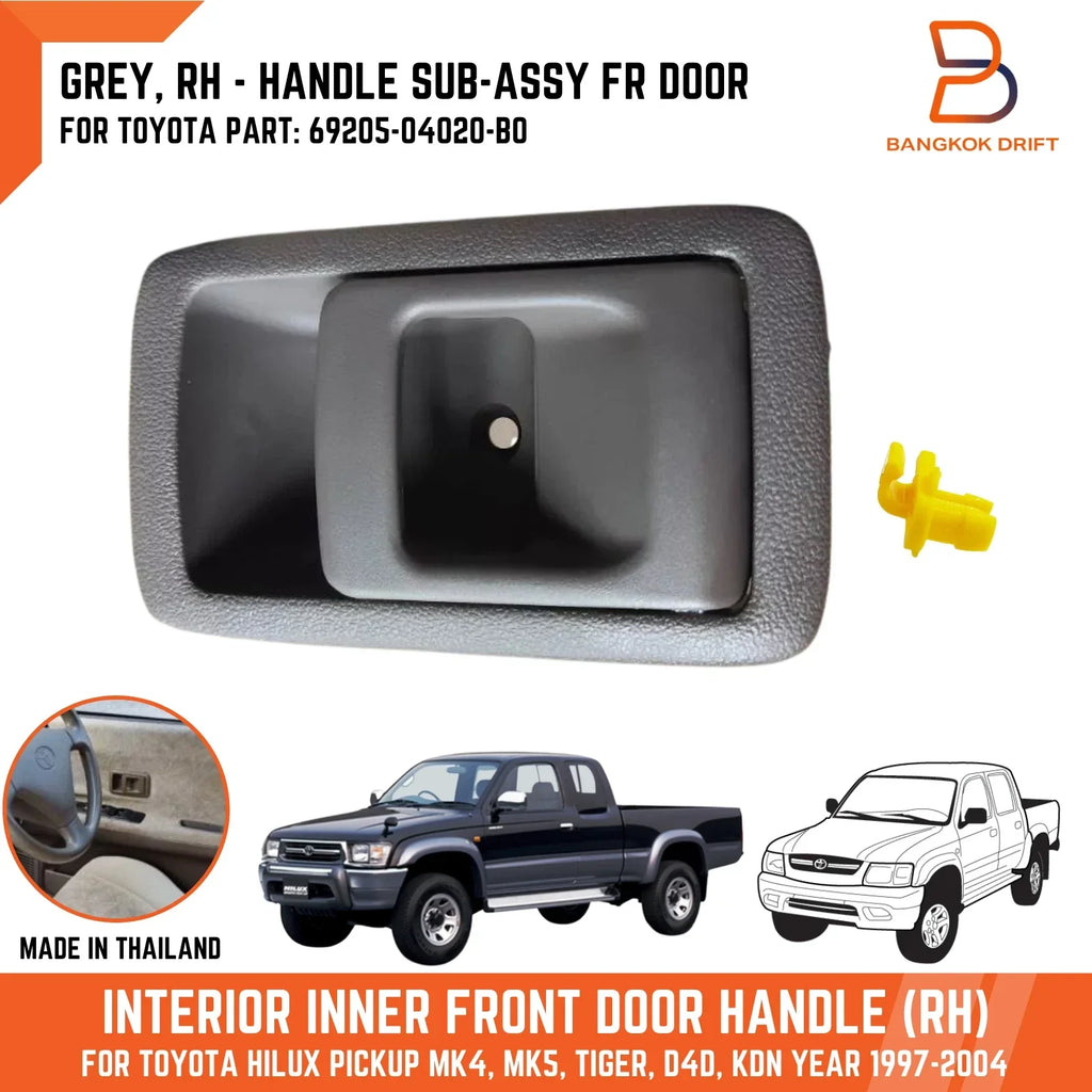 RH Grey Inner Front Door Handle for Toyota Hilux Ute (1997-2004)