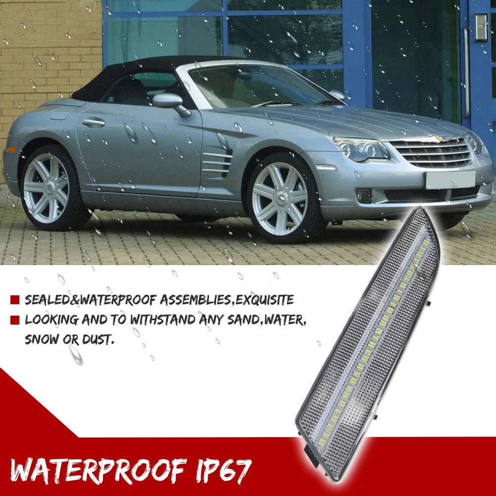 Clear White LED Front Side Marker Lights for Chrysler Crossfire (2004–2008)
