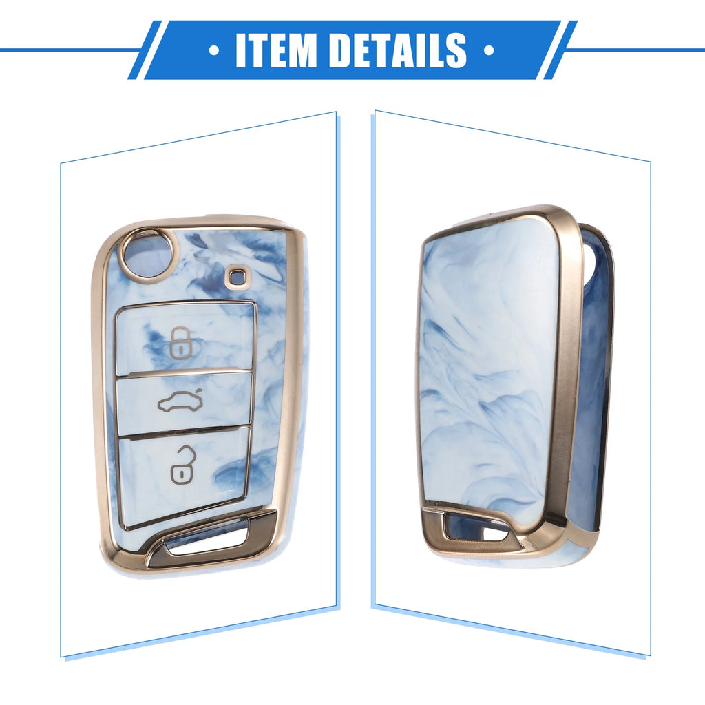 3X Remote Key Fob Case Cover for Volkswagen Golf 7 (2013–2020) TPU Blue