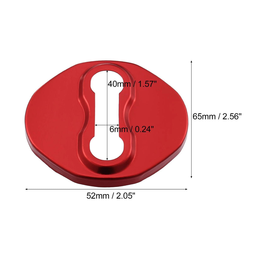 Set of 4 Door Lock Latch Covers for Mitsubishi (Stainless Steel, Red)