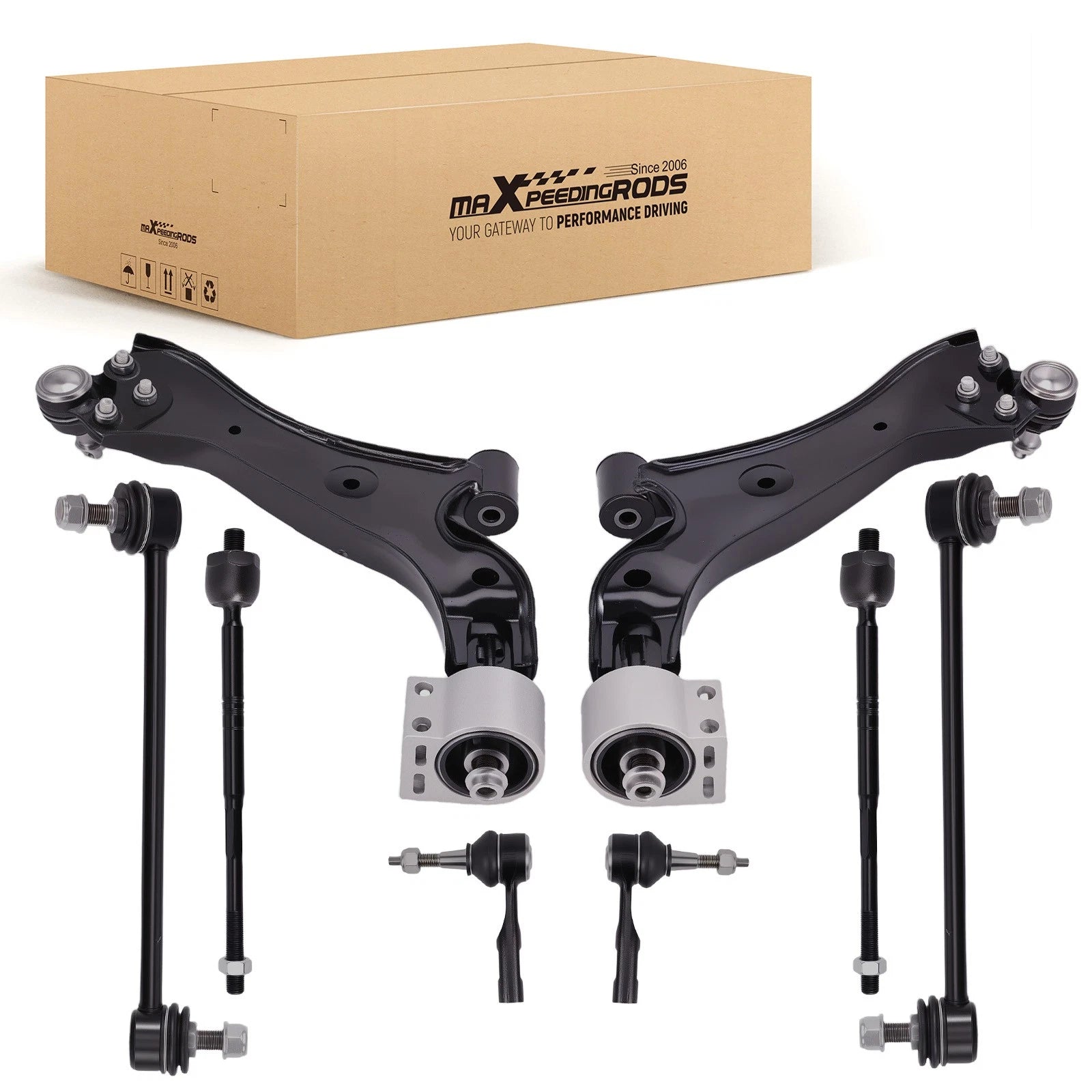 8x Front Lower Control Arms w/Ball Joints Tie Rods for Chevrolet Equinox (2010–2017)