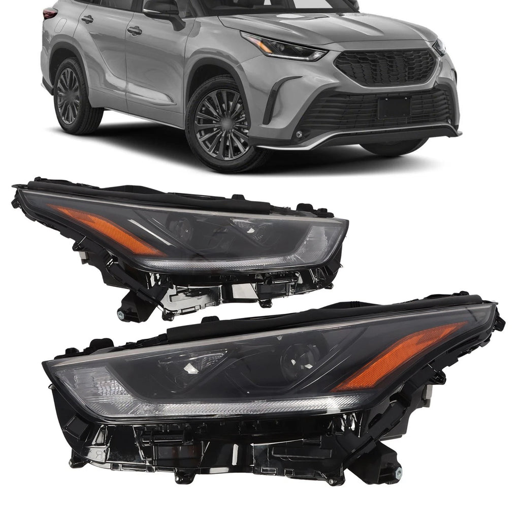 Pair LED Projector Headlights w/ LED DRL for Toyota Highlander (2020–2024)
