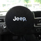 Black Protective Cloth Steering Wheel Cover for Jeep [Jeep Logotype]