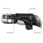 Pair of Chrome Housing Clear Lens Headlights for Chevy Silverado (1999–2002)
