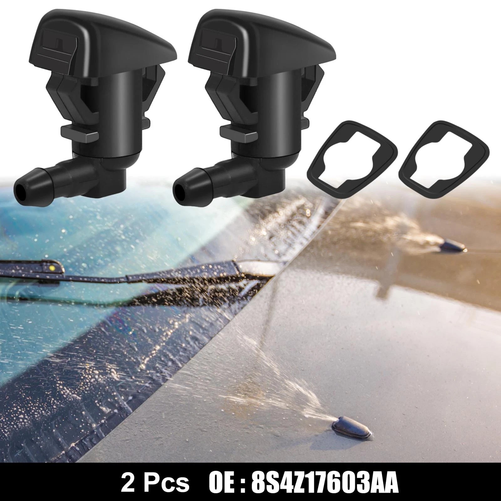 2X Front Windshield Wiper Nozzles Jet for Ford Focus (2008–2011), Edge (2007–2010)