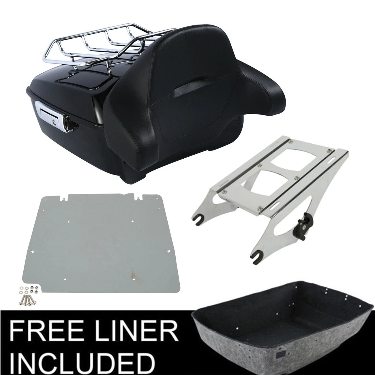 2X King Trunk Mount Rack Base Plate Pad for Harley Touring Glide (2014–2023)