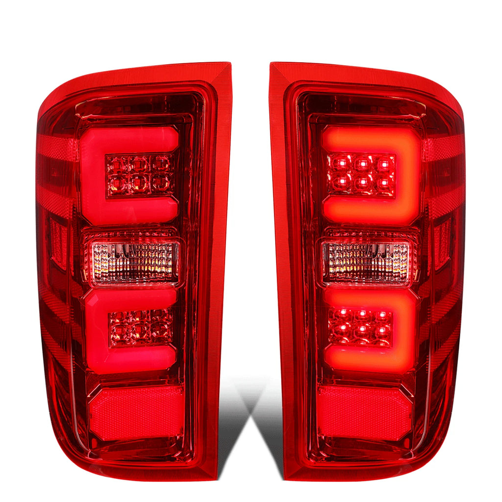 Red LED C-Tube Tail Brake Light Lamp for Silverado Sierra 1500 2500 (2014–2019)