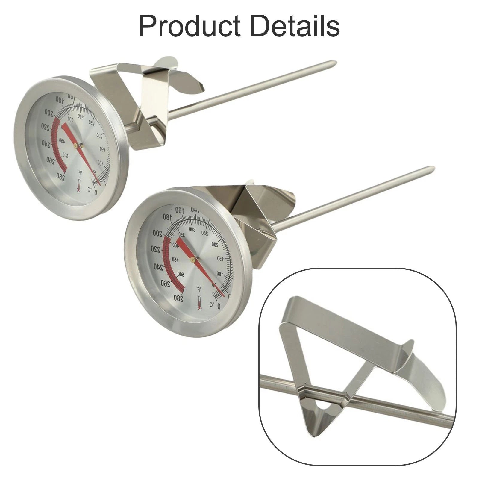 2X Oven Thermometers for Cooking and Grilling (Stainless Steel, Large Face)