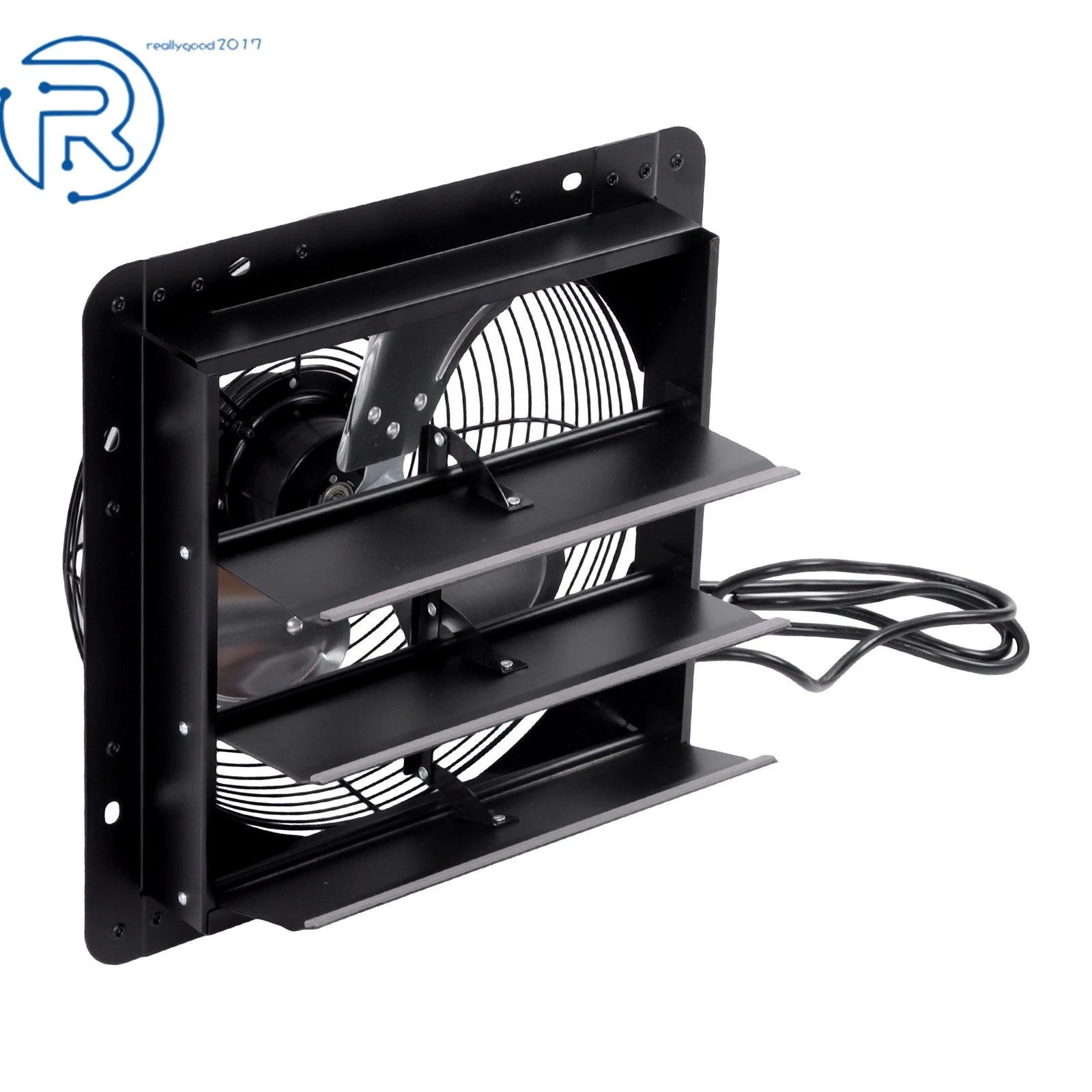12" Black Aluminum Shutter Exhaust Fan for Greenhouse Garage