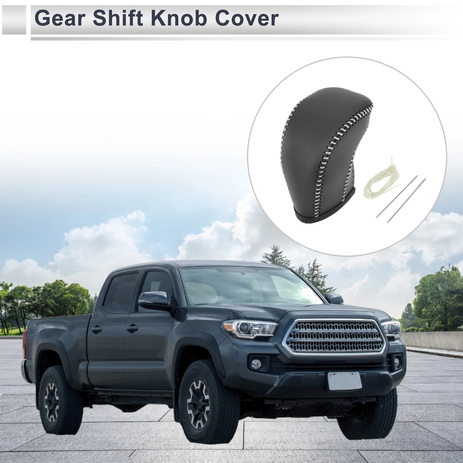 1 Pc Gear Shift Knob Cover for Toyota Tacoma (2016–2022) Black Beige