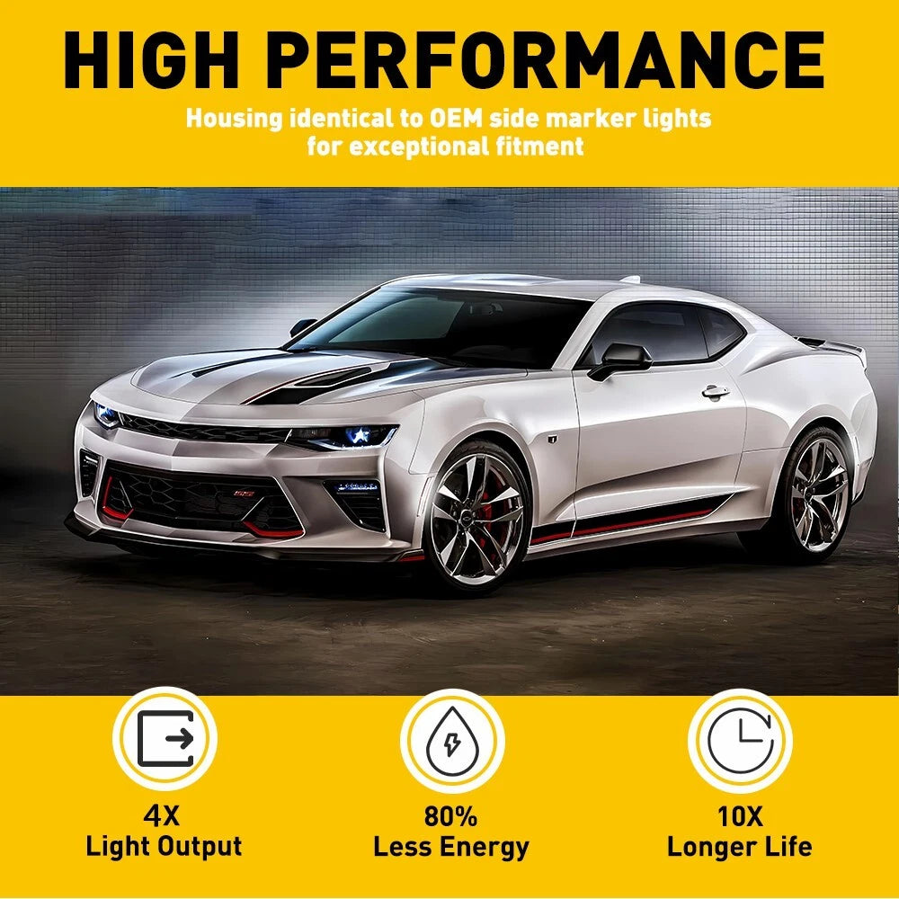LED Front Rear Bumper Side Marker Lights for Chevrolet Camaro (2016–2022)