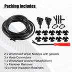 Set of 2 Front Windshield Washer Nozzle Kit for Dodge RAM (with 5M Hose)