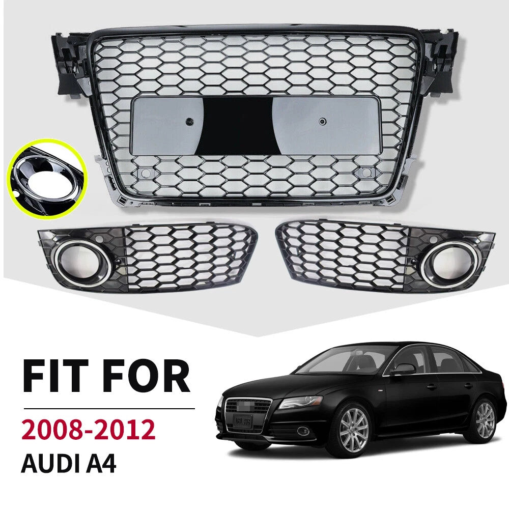 Front Honeycomb Mesh Bumper Grill for Audi A4 S4 RS4 (2009–2012)
