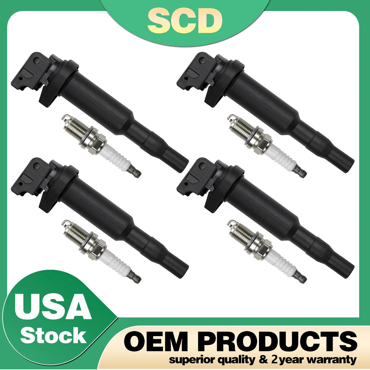 Set of 4 Ignition Coils & 4 Spark Plugs for BMW 328i 535i 550i 750i X5 X6 (2007–2016) UF592