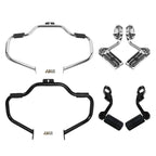 Mustache Engine Guard Crash Bar with 1 1/4 Foot Pegs for Harley Softail (2000–2017)