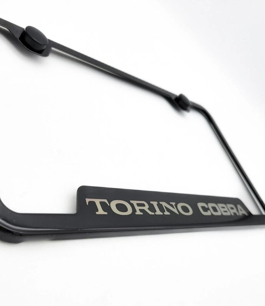 License Plate Frame Front Black Notched Stainless for Ford Torino Cobra (1969–1970)
