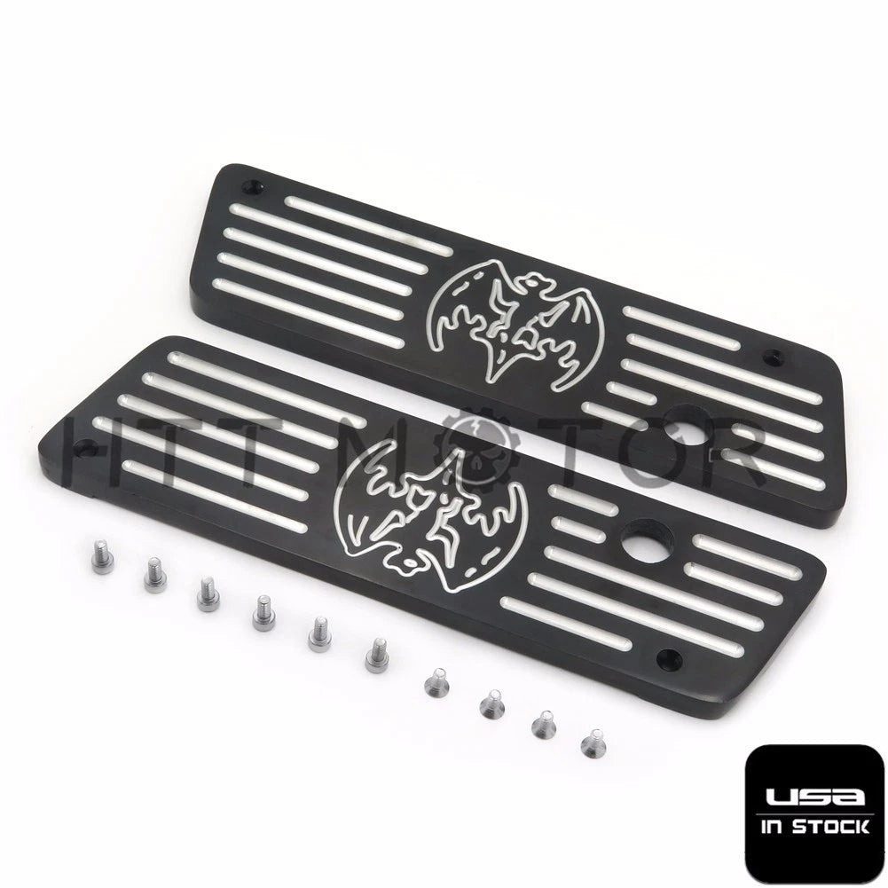 Set of 2 Black Bat Saddlebag Latch Covers for Harley FLH/FLT (1993–2013)