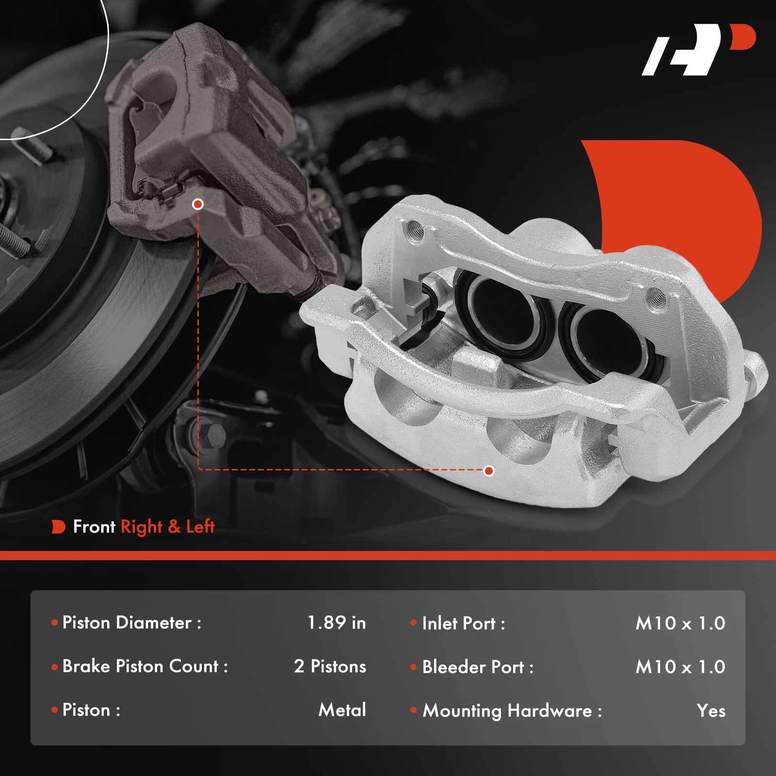 Pair Front Brake Calipers with Bracket for Kia Sedona (2006-2014)