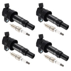 Set of 4 Ignition Coils + Spark Plugs for Hyundai Accent Kia Rio Soul (2012–2019)