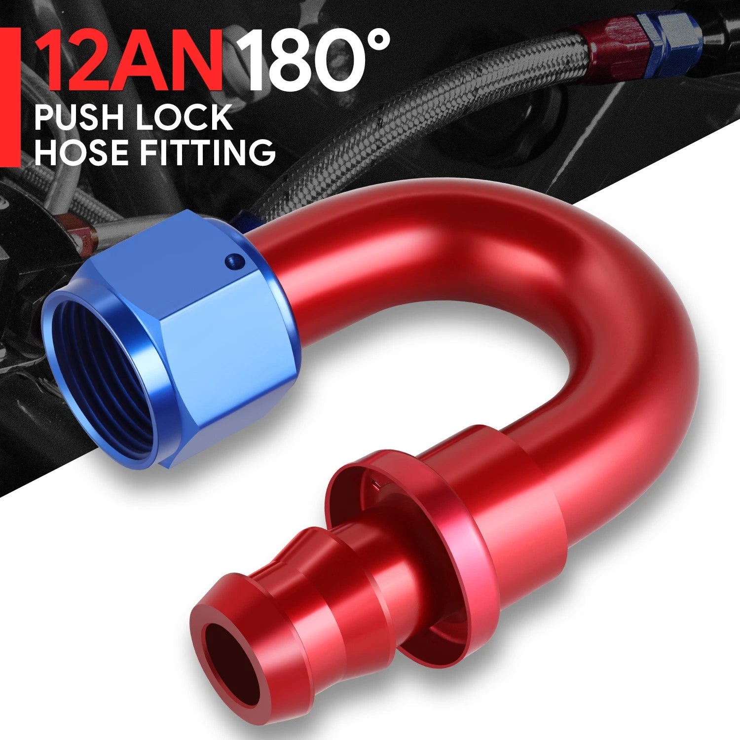AN12 180 Degree Swivel Oil/Fuel Line Hose End Push-On Male Fitting