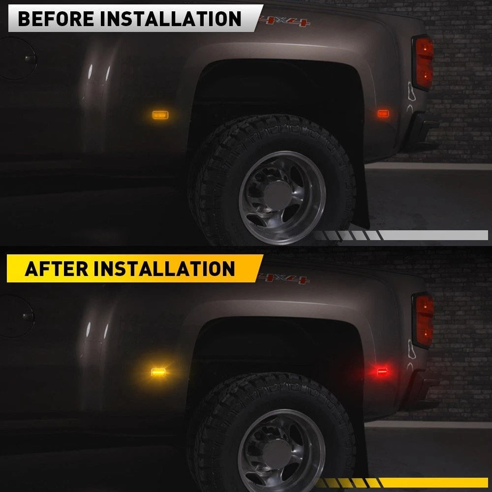 Red Amber LED Fender Marker Lights for Chevy Silverado GMC 2500/3500HD (2015–2024)