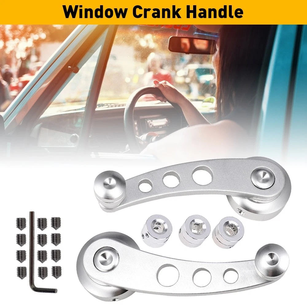 Set of 2 Chrome Billet Aluminum Window Crank Handles for Hot Rod Chevy Ford