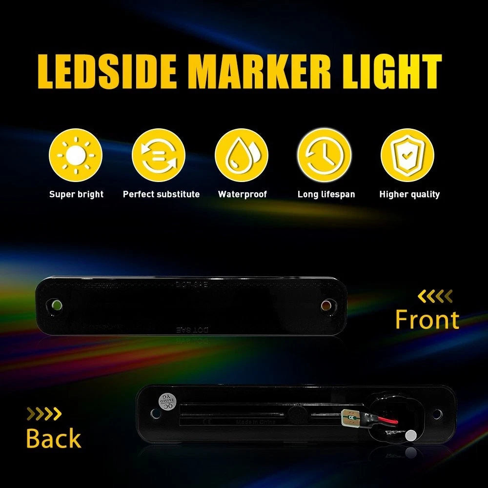 2X Smoked Lens Side Marker Signal Light Turn for Ford Bronco/F-Series/E-Series