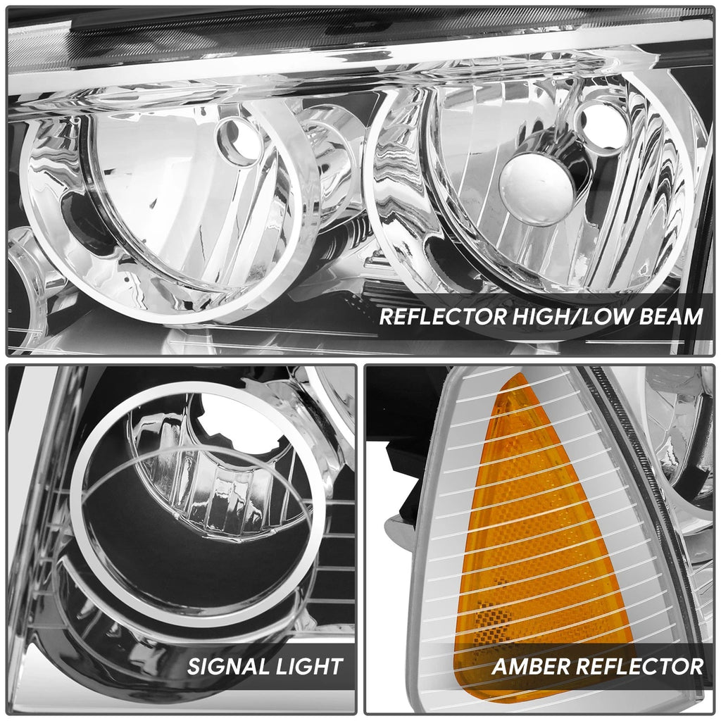Pair of Chrome Housing Headlights with Amber Turn Signal for Dodge Charger (2006–2010)