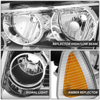 Pair of Chrome Housing Headlights with Amber Turn Signal for Dodge Charger (2006–2010)