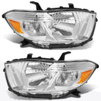 Set of 2 Chrome Housing Amber Corner Headlights for Highlander (2008–2010)