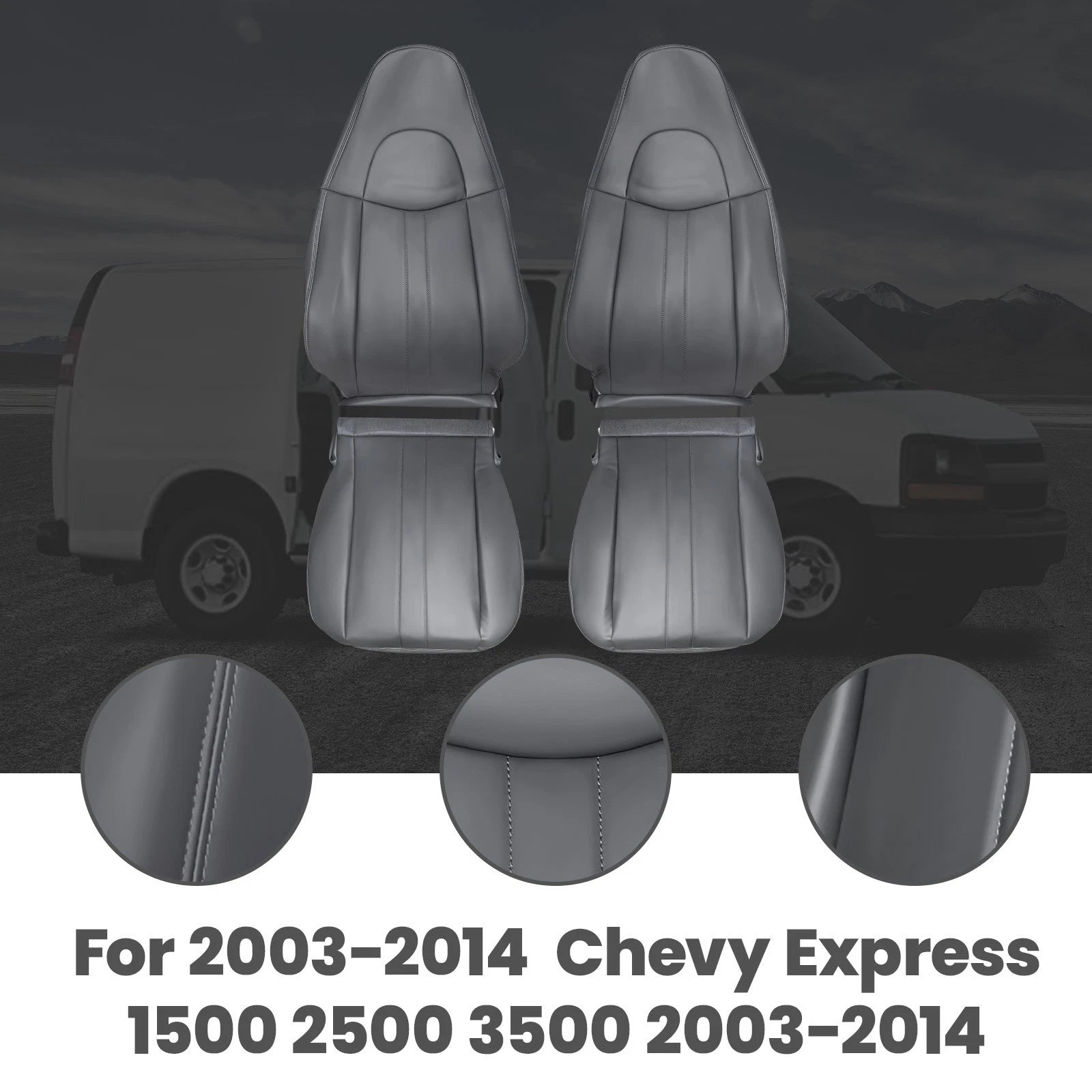 Seat Covers for Chevy Express 1500 2500 3500 4500 (Dark Gray)