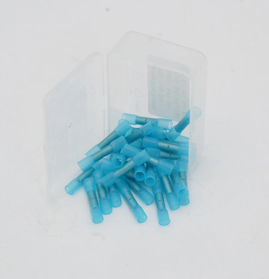 30-Pack Marine HDPE Heat Shrink Blue Butt Connector 16-14 AWG