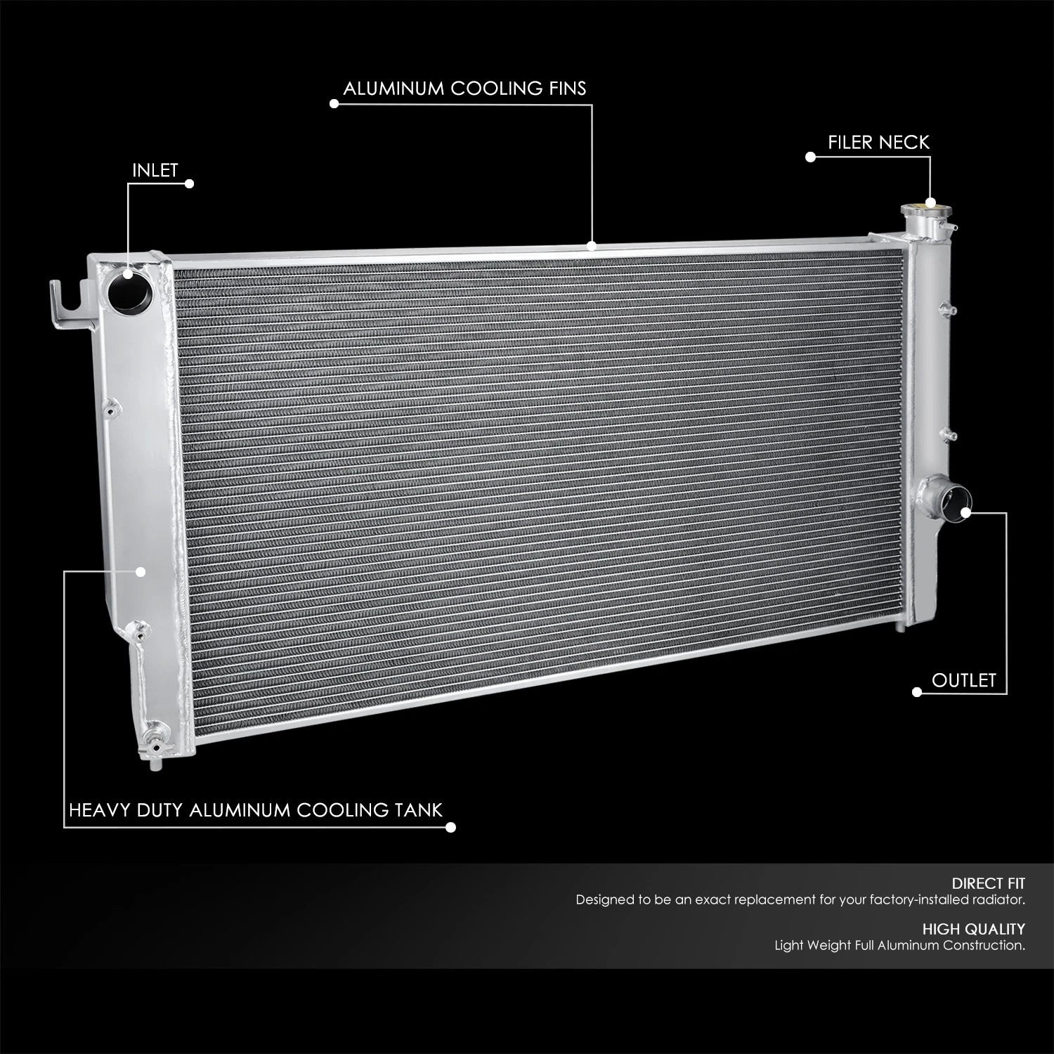Full Aluminum Racing Radiator 4 Core for Ram 2500 3500 1994–2002