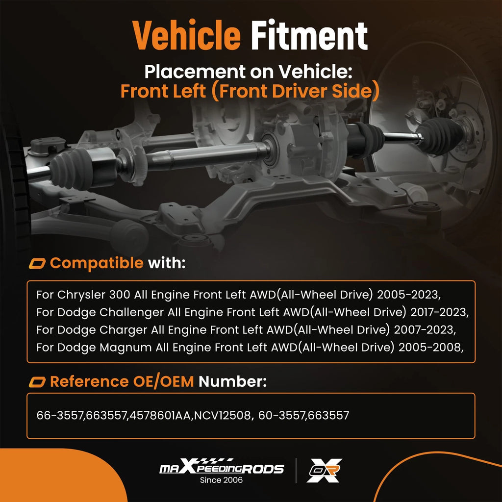 Front Left CV Axle Assembly for Dodge Challenger Charger (2017–2022)