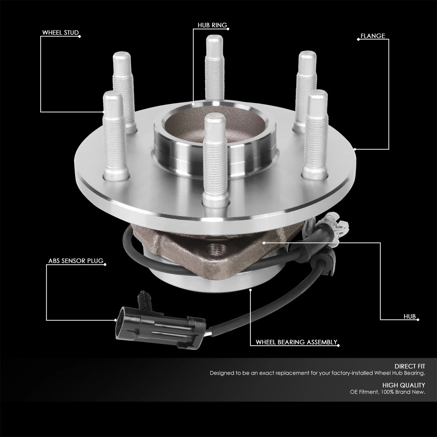 Set of 2 Wheel Bearing & Hub for Silverado Sierra Yukon Tahoe (1999–2007)