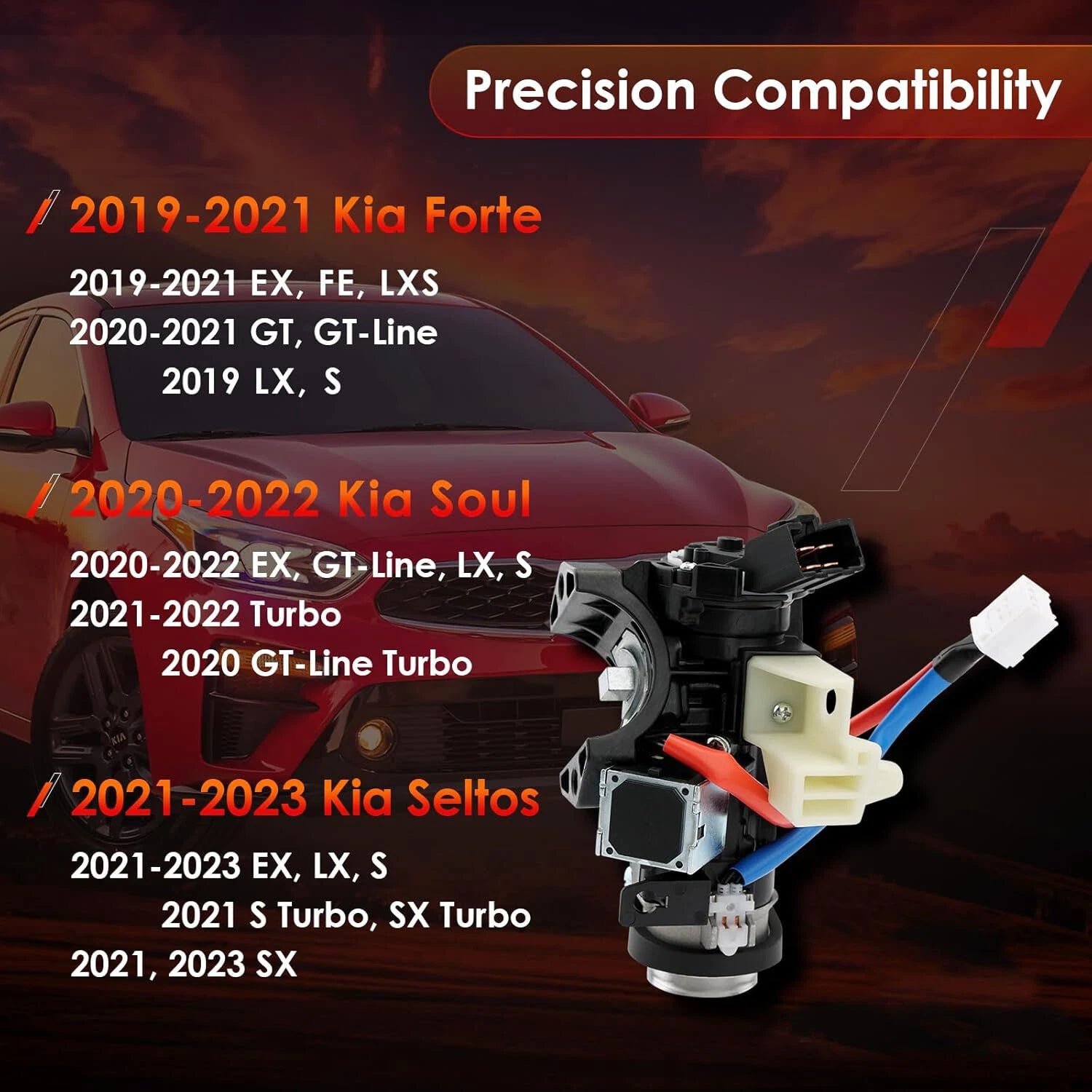 Ignition Switch w/ Lock Cylinder & Keys for Kia Forte Soul Seltos (2019–2023)