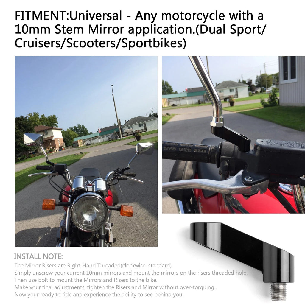 Pair of Motorcycle Mirror Extenders for Honda (10mm)