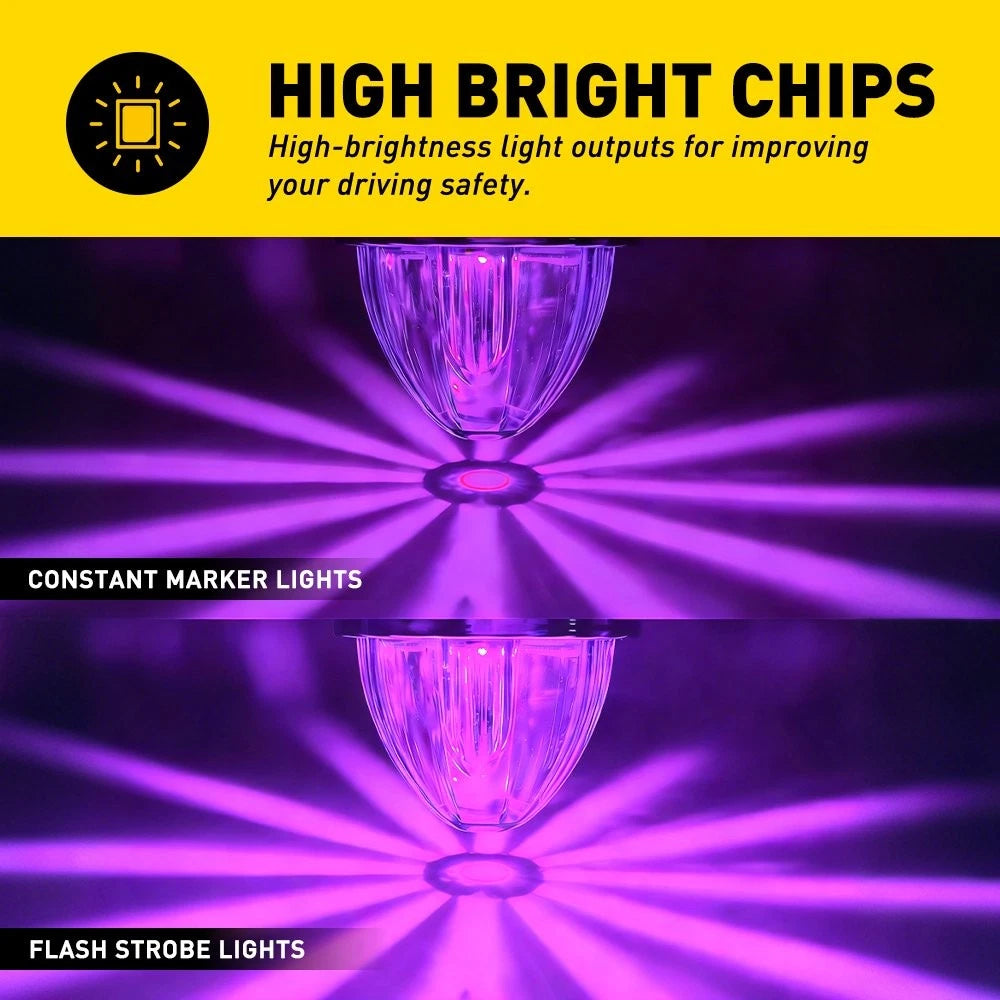 2X Purple Flash LED Side Marker Lights for Universal Truck Trailer
