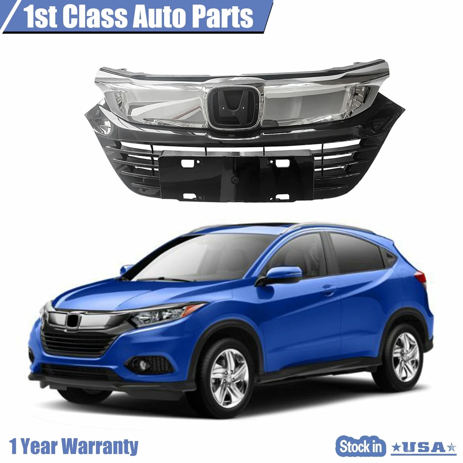 Chrome Mesh Hood Bumper Grille for Honda HR-V (2019–2020)