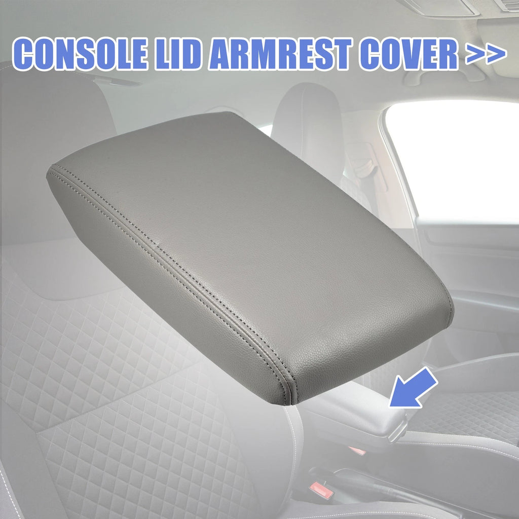 Center Console Lid Armrest Cover for Toyota Highlander (2014–2019) Gray Faux Leather