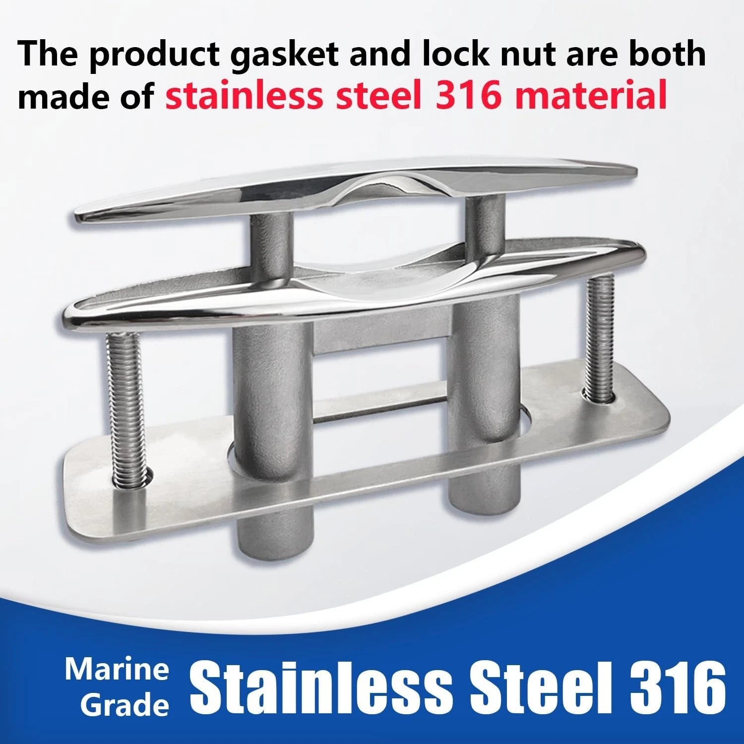 8" Pull Up Deck Cleat for Marine (316 Stainless Steel)