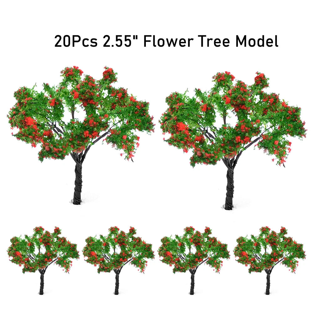 20Pcs 2.55" Flower Model Trees for Diorama Miniature Garden Decor